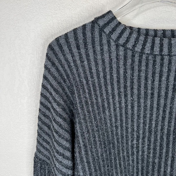 Moussy Sweater Womens‎ Free Size Gray/Black Striped Crew Wool Blend Relaxed Fit - Picture 2 of 13